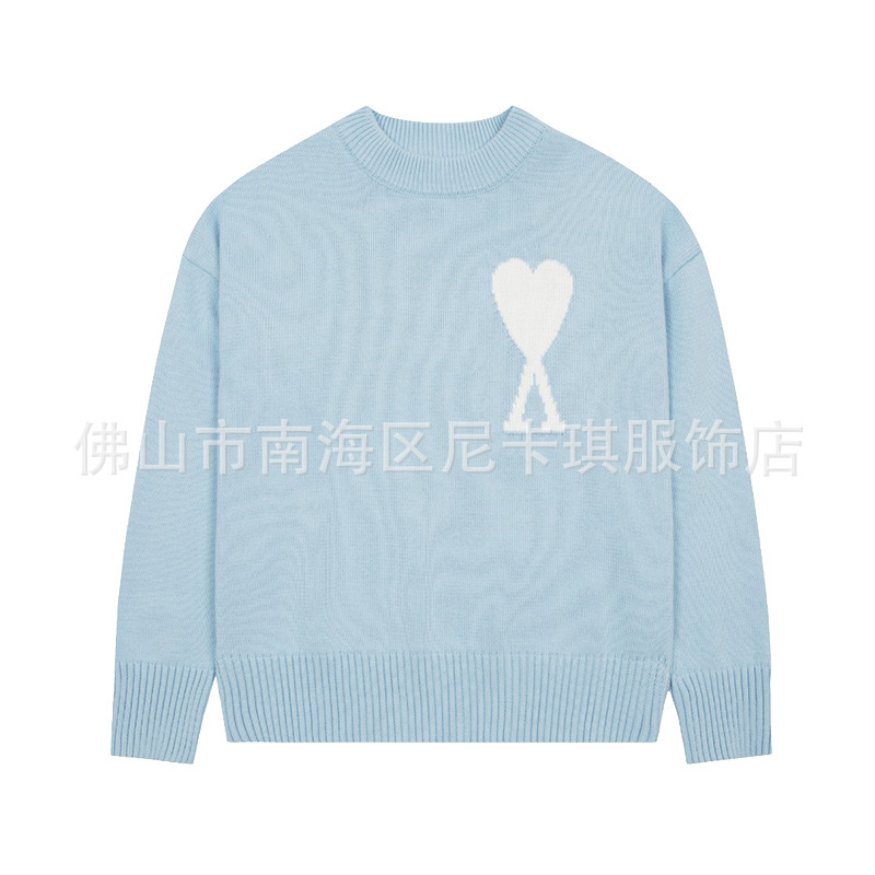 大注目！ ami セーター ラウンドネック ビッグラブ 25ss 新しいカップルルーズ長袖クロスボーダーウール女性のセーター|undefined