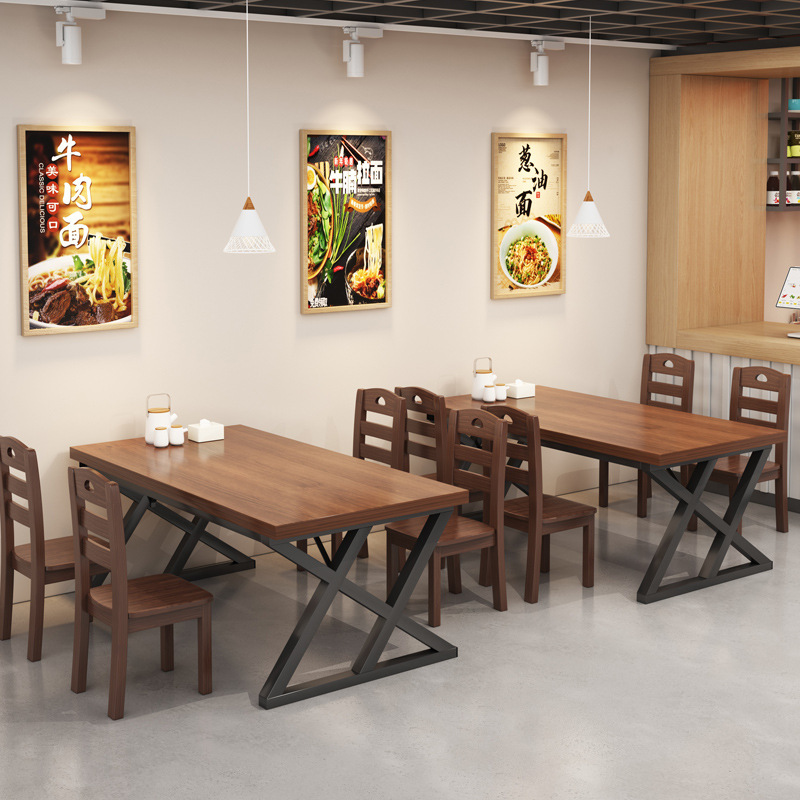 Tienda de fideos, mesa y silla, comedor comercial, restaurante de desayuno, mesa especial para cenar, tienda de comida rápida rectangular simple, combinación de mesa y silla