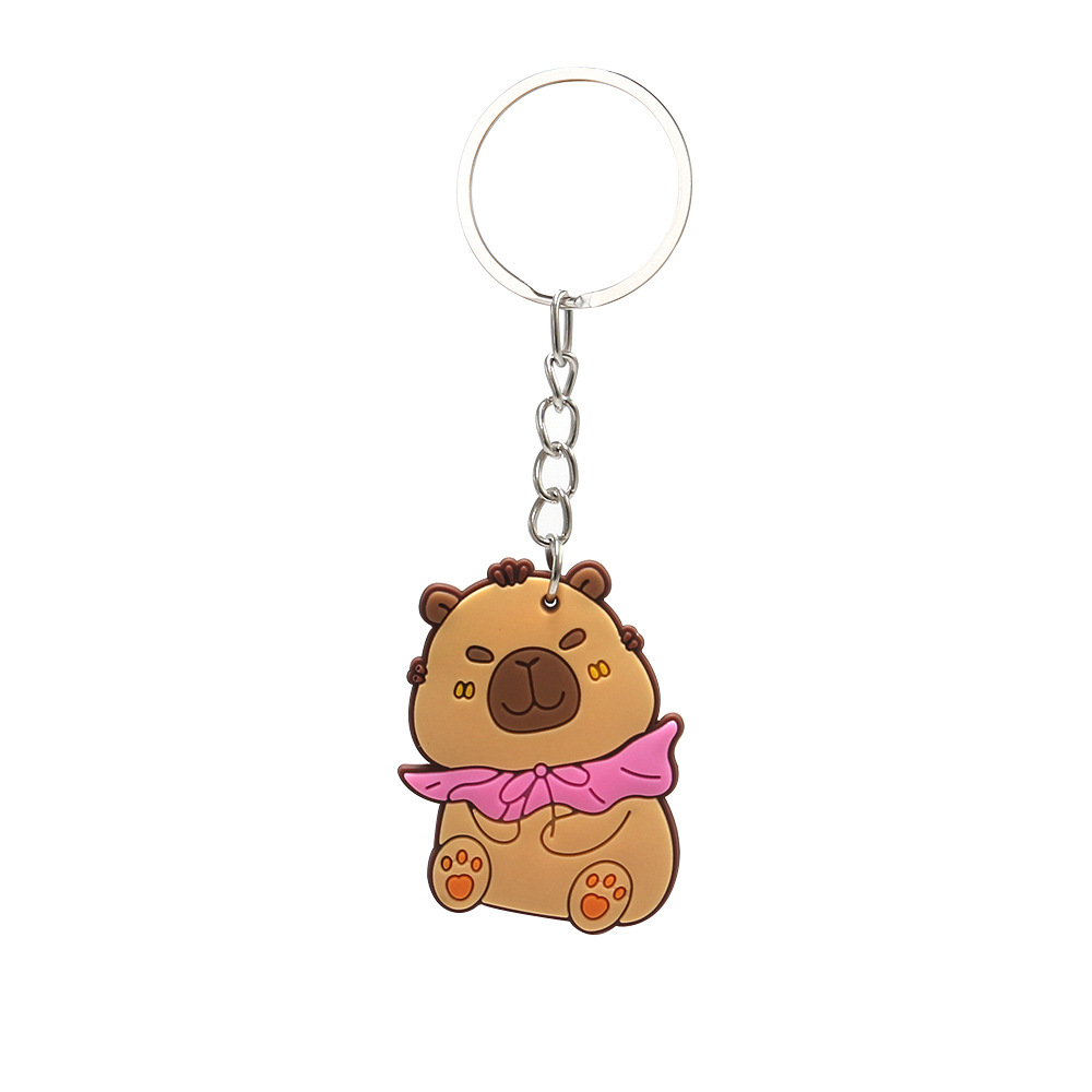 Llavero de capibara transfronterizo, bonito y de dibujos animados para niños, accesorio colgante para coche o bolso, venta al por mayor pequeña