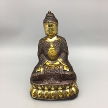 仿古做旧铜鎏金佛象佛堂供奉家居客厅摆件古玩铜器佛像摆设工艺品