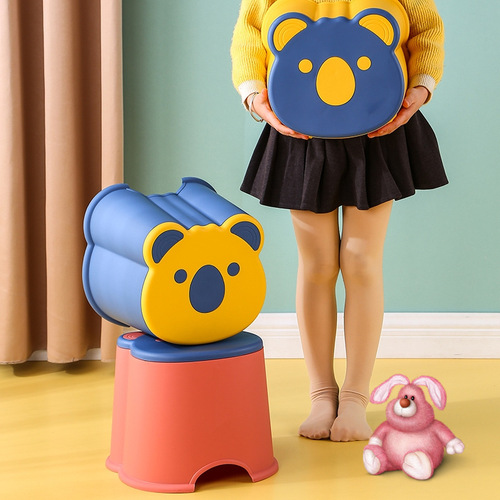 Plastic stool for adults and children, kindergarten cartoon small chair, thickened bathroom shoe changing stool and foot bench wholesale