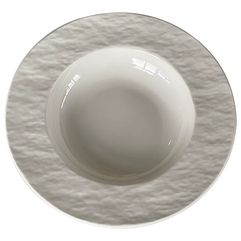 Ceramic Plate Rock Pattern, Straw-Hat Texture, Decorative Western Dining Plates, Multiple Sizes
