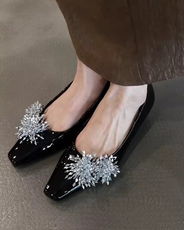 羊皮版~法式口方头晚晚鞋女2025新款气质烟花玛丽珍靴平底单鞋女|undefined