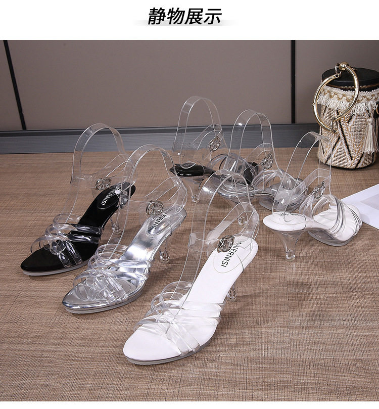 Xăng đan nữ gót nhọn 6–8 cm quai mảnh phong cách thanh lịch — Màu bạc, Màu trắng, Màu đen chi tiết 24