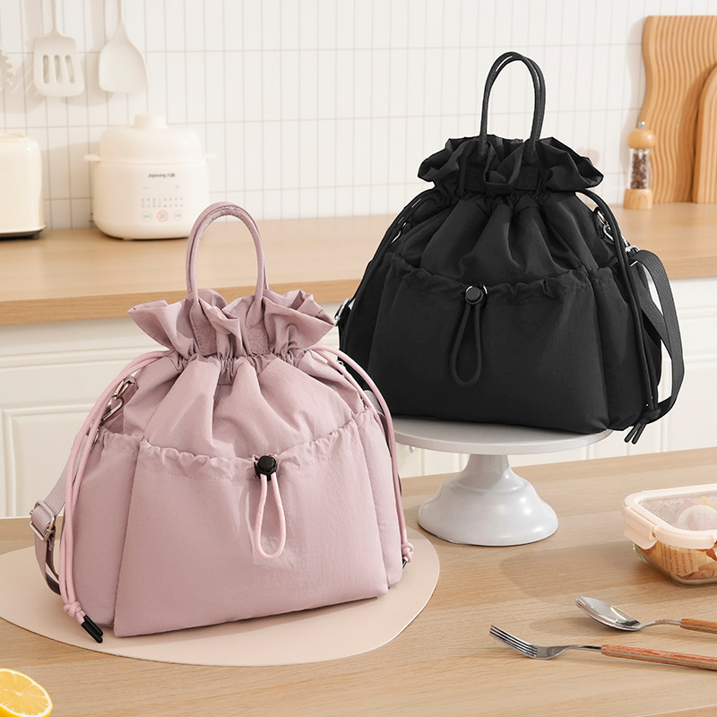 New Cross-Border Lunch Box Insulated Bag, Large Capacity Drawstring Lunch Box Bag, Insulated Lunch Box Bag for Office Workers, Portable Lunch Bag