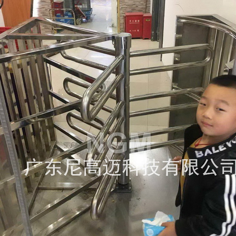尼高迈加厚不锈钢半高转闸止逆单向旋转匝门商超单向出入口滚动闸