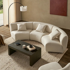Nordic-inspired cream cashmere sofa module combination, Italian designer minimalist curved single leisure sofa