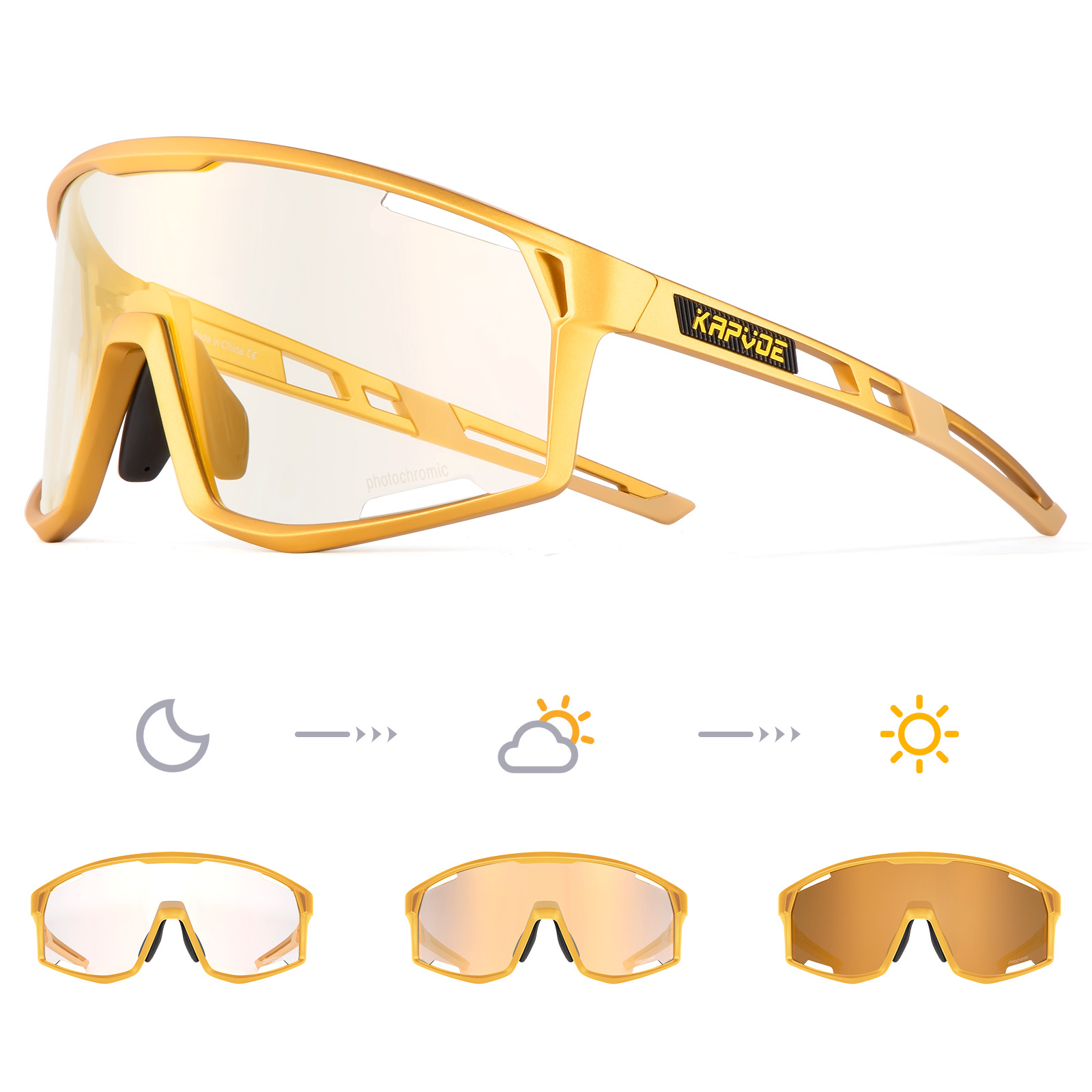 Gafas de Ciclismo Fotocromáticas de TR90, Fotocromático, Proteccion contra Viento y Arena, para Ciclismo de Montaña