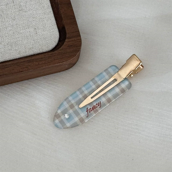 Plaid Traceless Clip-Blue
