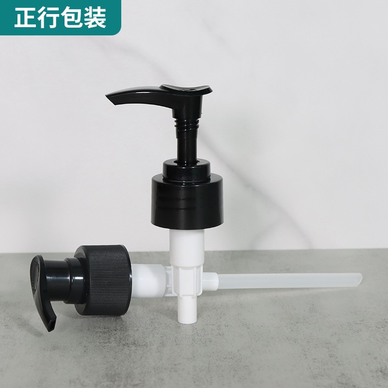 En stock negro boca larga cabeza de la bomba de ducha botella de gel de plástico para mascotas prensa botella de loción 300ml champú sub-botella