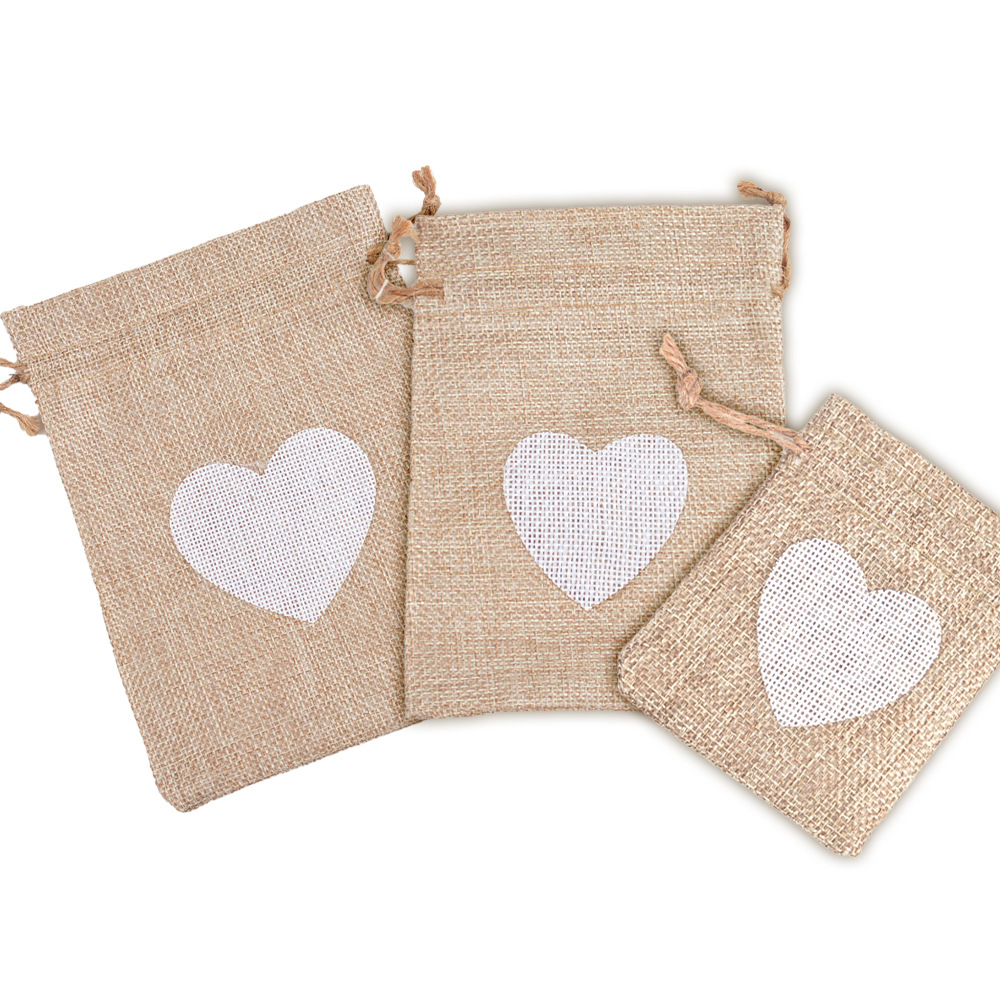 Amor transfronterizo parche de lino paquete de bolsillo de fiesta de boda bolsas de caramelo bolsas de almacenamiento Día de San Valentín bolsas de lino