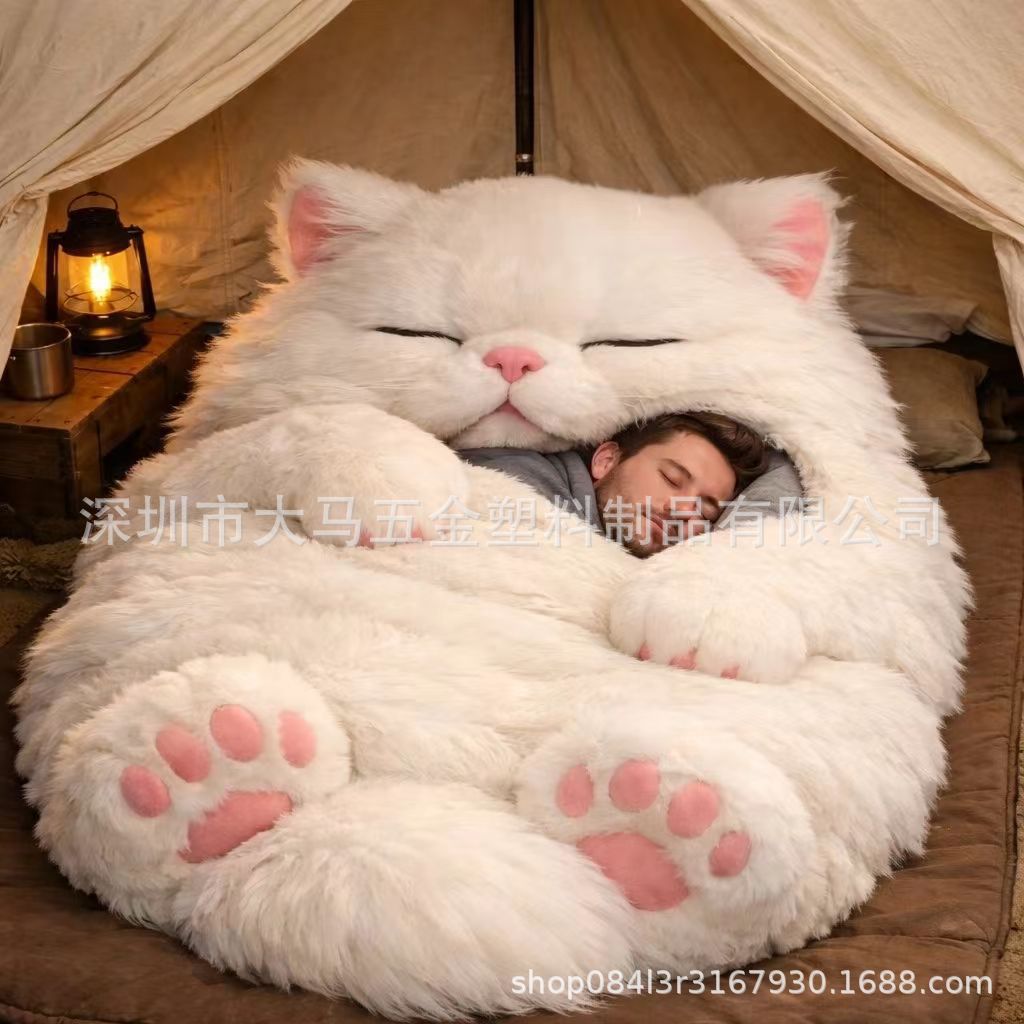 Cross-Border Adorable Cat Envelope Sleeping Bag Winter Adult Plush Cat Sleeping Bag