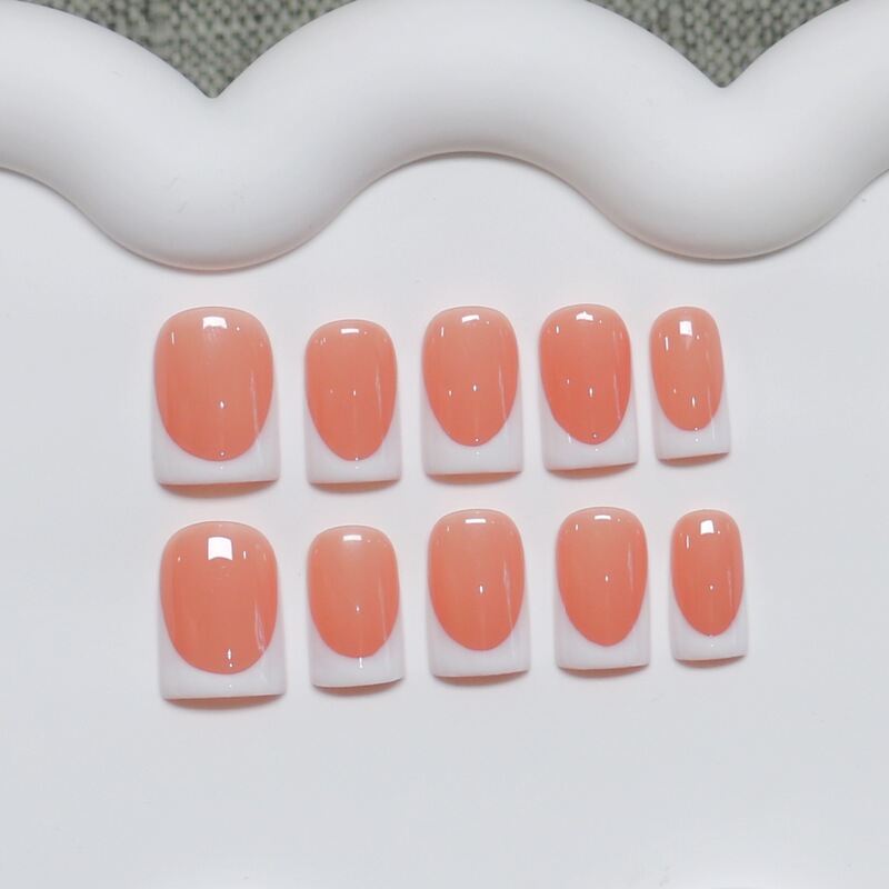 Cross-Border Handmade Short French-Style Nude Pink White-Edged Nail Tips, Simple and Elegant Bridal Wedding Fake Nails Cross-Border Handmade Short French-Style Nude Pink White-Edged Nail Tips, Simple and Elegant Bridal Wedding Fake Nails