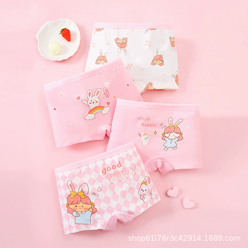 Мультяшный кролик плоский угол для девочек трусики для девочек нижнее белье для девочек