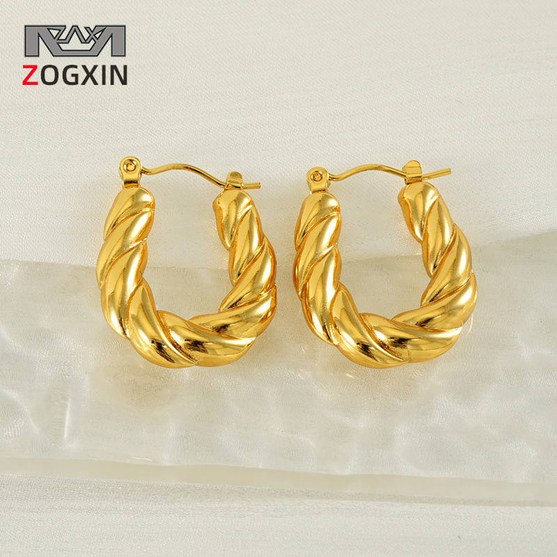 Orejas en forma de U de viento INS atmosférico transfronterizo europeo y americano, hebilla de oreja, pendiente de giro de acero inoxidable de alta calidad para mujer, fábrica al por mayor