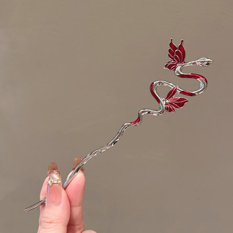 滴油灵蛇发簪高级感小众女中国风发簪复古个性合金风潮盘发钗簪子|undefined