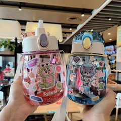 大肚杯女高顏值大容量噸噸水壺可愛兒童學生耐高溫塑料吸管水杯子