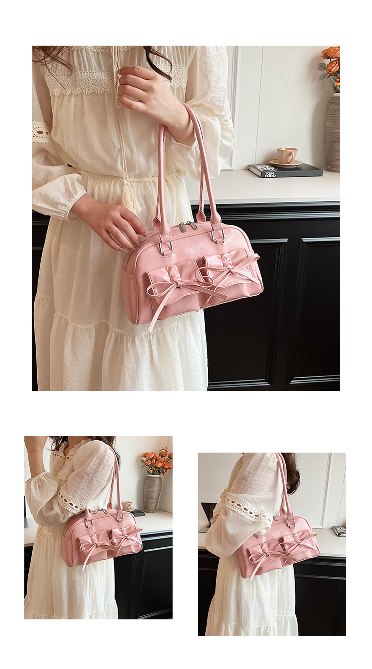 Elegant Women's Ballet Style Shoulder Bag With Bowknot Detail_voghion.com