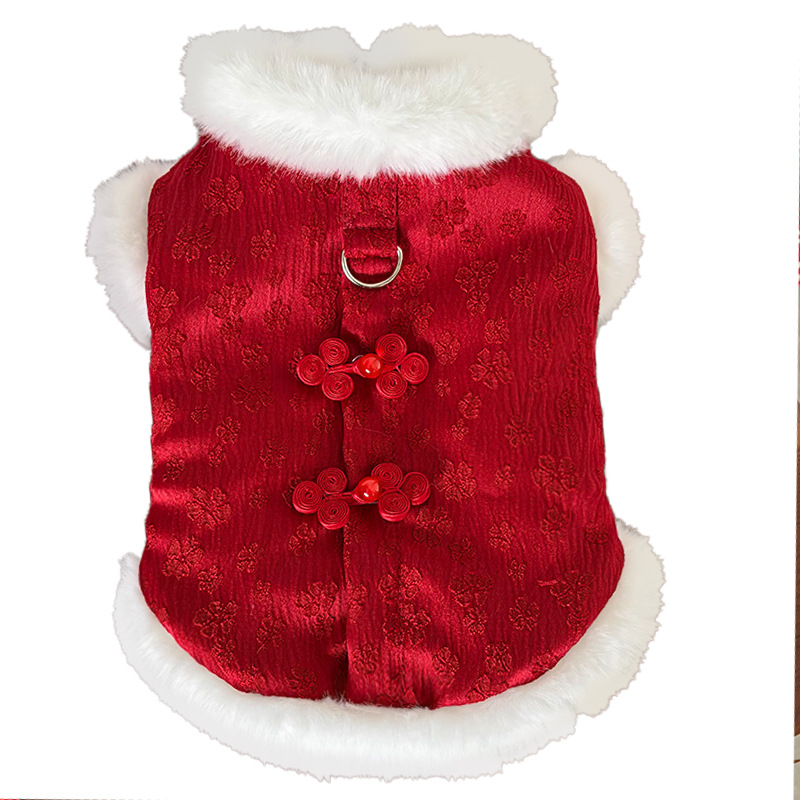Año Nuevo de Jacquard de estilo nacional más chaleco de invierno y caer más grueso mascota perros gatitos ropa más corta que osos Teddy