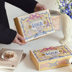 2025年ニューベルリンクリームフレンチ長方形ベーキングビスケットクッキーキャンディケーキボックス洋菓子包装箱
