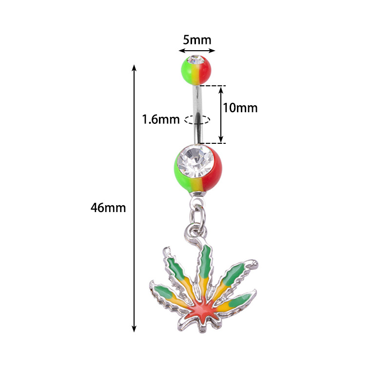 Piercing all'ombelico in acciaio inossidabile con anello a forma di foglia d'acero, gioielli per il corpo, all'ingrosso, 2022, nuovo stile_voghion.com