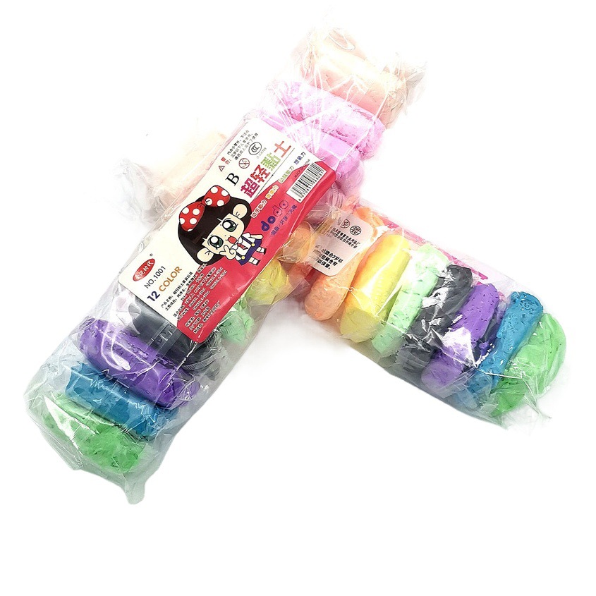 L634 bolsa de 12 colores ultraligero barril de arcilla de color de arcilla plastilina niños hechos a mano de arcilla de color al por mayor