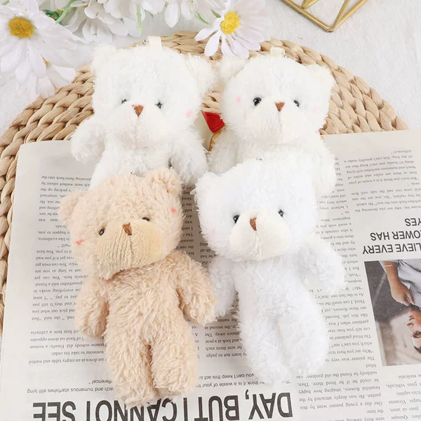 New Creative Cute Blush One-Piece Bear Plush Bear Cartoon Bead Chain Mobile Phone Bag Key Chain Pendant Wholesale