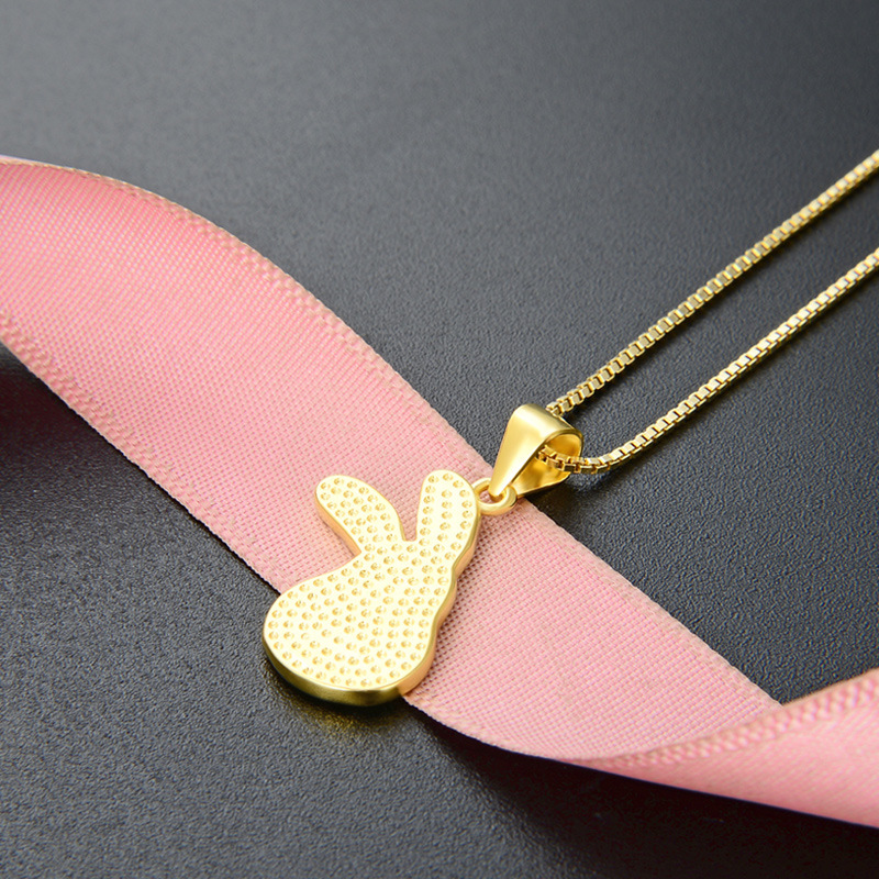 Comercio exterior transfronterizo creativo de dibujos animados conejo blanco collar de plata esterlina mujer 925 adorable colgante de aceite de goteo de animales