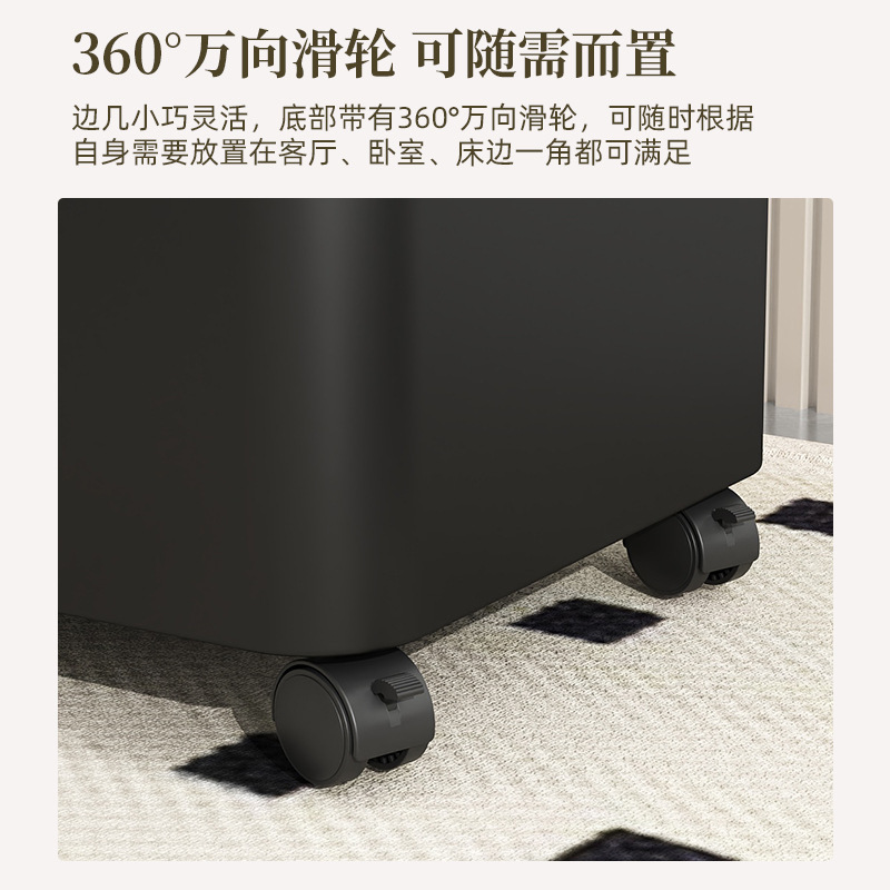 可移动茶几沙发边几侧边柜金属玻璃小推车带轮零食置物架床头边柜|undefined