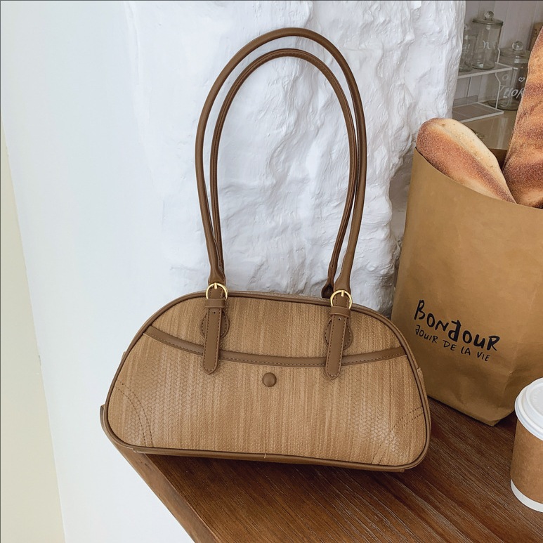 Transfronterizos de alto nivel bolsos portátiles de Boston para mujeres otoño y invierno 2025 nuevo retro bolsos de hombro extranjeros bolsos de moda bajo la axila