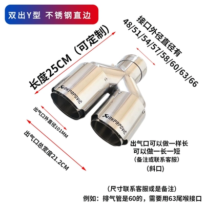 Exhaust pipe, Fiber Tail Pipe Car Modification - double-y-shaped-stainless-steel-straight-edge-air-outlet-101-original-parking-space-replacement
