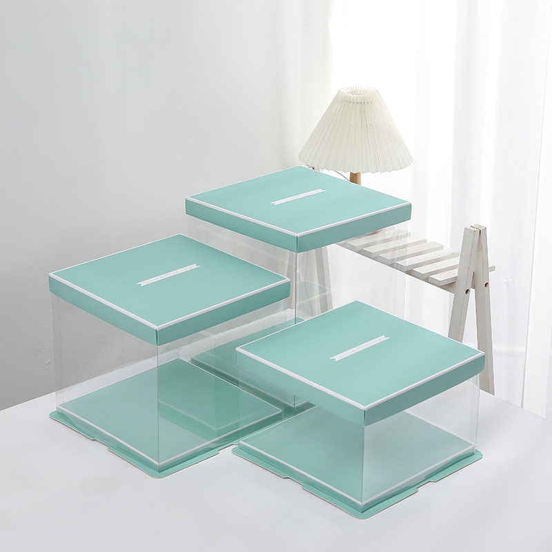 Caja transparente para pastel de cumpleaños de 4/6 pulgadas, 8 pulgadas, 10 pulgadas, 12 pulgadas, de una o dos capas, moderna y creativa, para empacar postres.