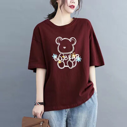 100% Cotton Women's Short Sleeve T-Shirt 2025 Summer Loose Plus Size Medium Long Length Bottom Covering Fashion Top Instagram