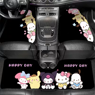 loop car floor mats, Avtomobil döşəmə paspasları - zx-sanrio-happy-day-5060crystal-velvet-with-dot-plastic-sole-for-the-front-foot