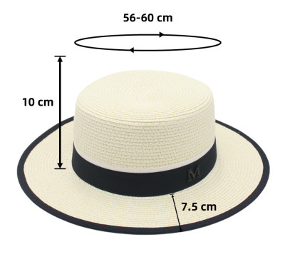 Women's Pastoral Simple Style Color Block Straps Wide Eaves Straw Hat display picture 1