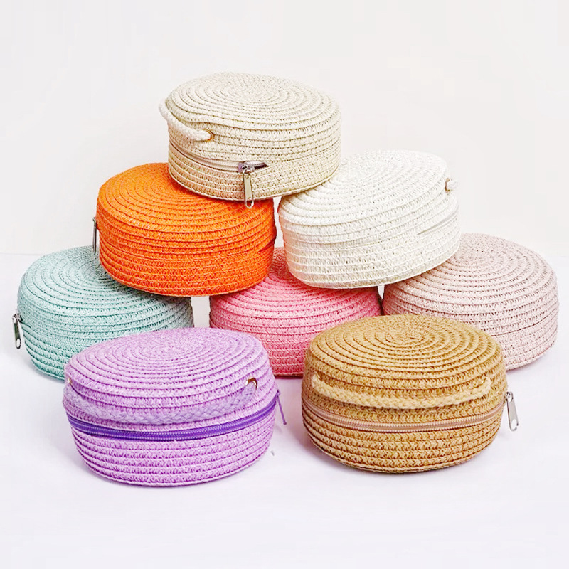 2025 New Children's Mini Straw Bag, Cute Crossbody Small Bag, Beach Woven Coin Purse, Girls' Fashionable Summer Style 2025 New Children's Mini Straw Bag, Cute Crossbody Small Bag, Beach Woven Coin Purse, Girls' Fashionable Summer Style