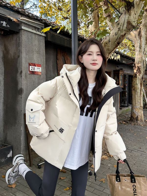 工装鹅绒羽绒服2025年冬新款加厚保暖背带式派克羽绒服外套短款潮|undefined