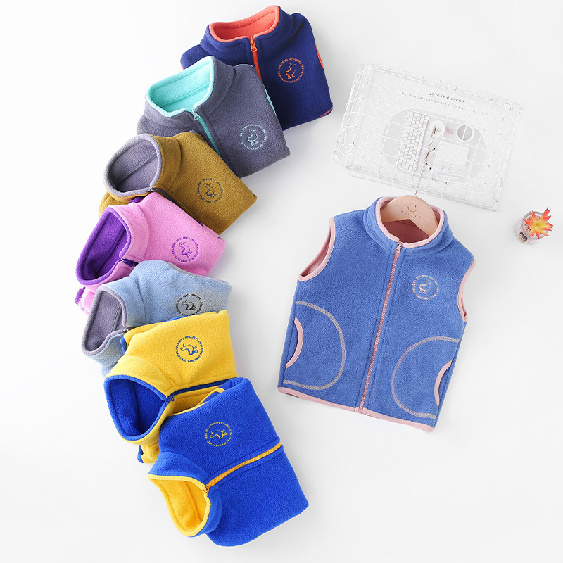 儿童摇粒绒马甲秋冬保暖秋季新款女童男童童装抓绒立领上衣背心|ms