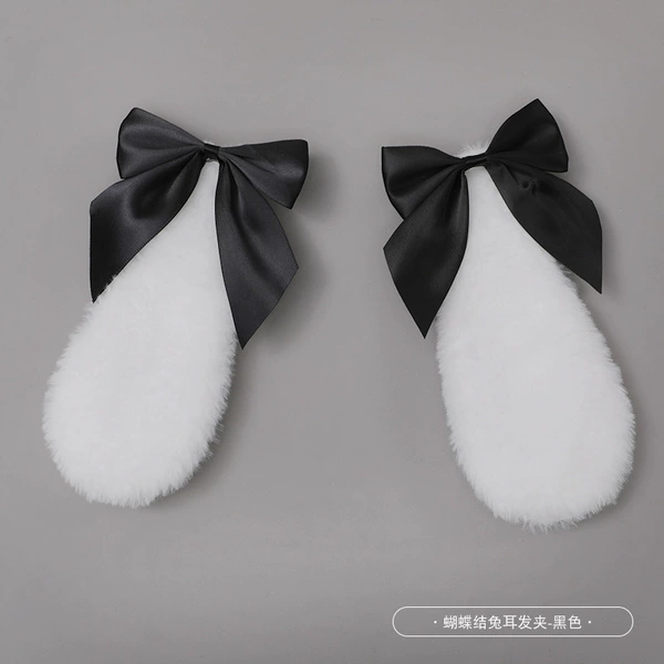 White rabbit ears black bow