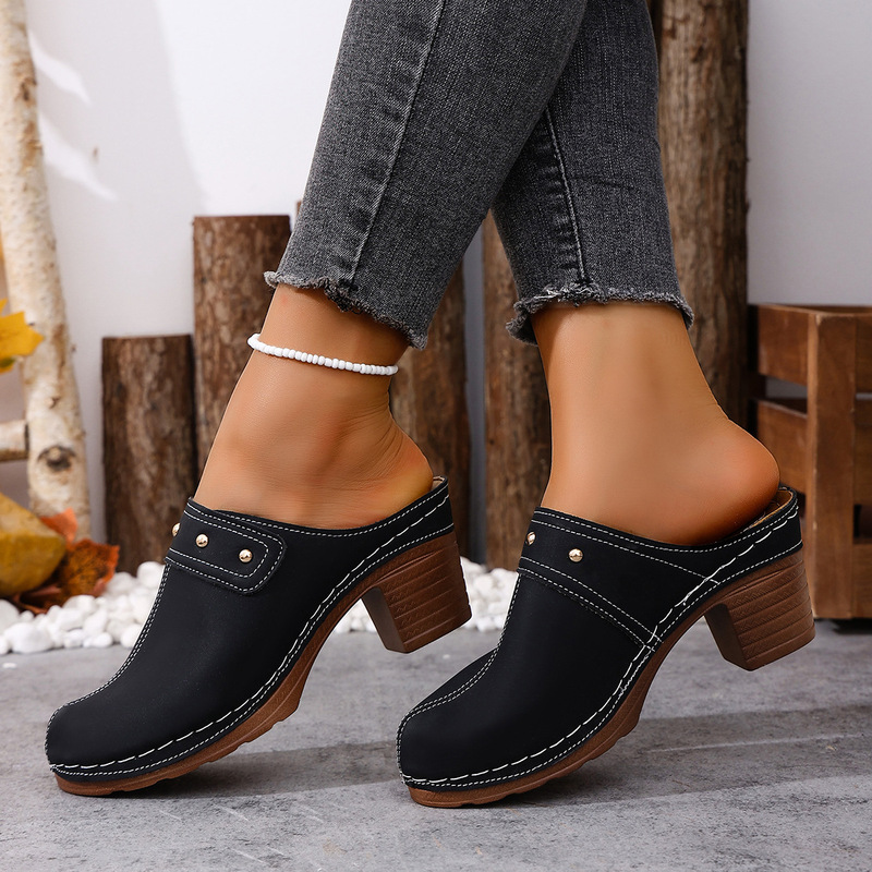 Foreign Trade Large Size Summer New High-Heeled Shoes for Women, Comfortable Thick-Soled Beach and Seaside Vacation Outer Wear Thick-Heeled Sandals for Women