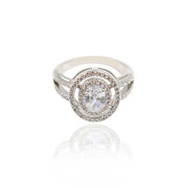 S925银水钻戒指 女情人节礼物求婚情侣钻戒 简约不掉色厂家直销