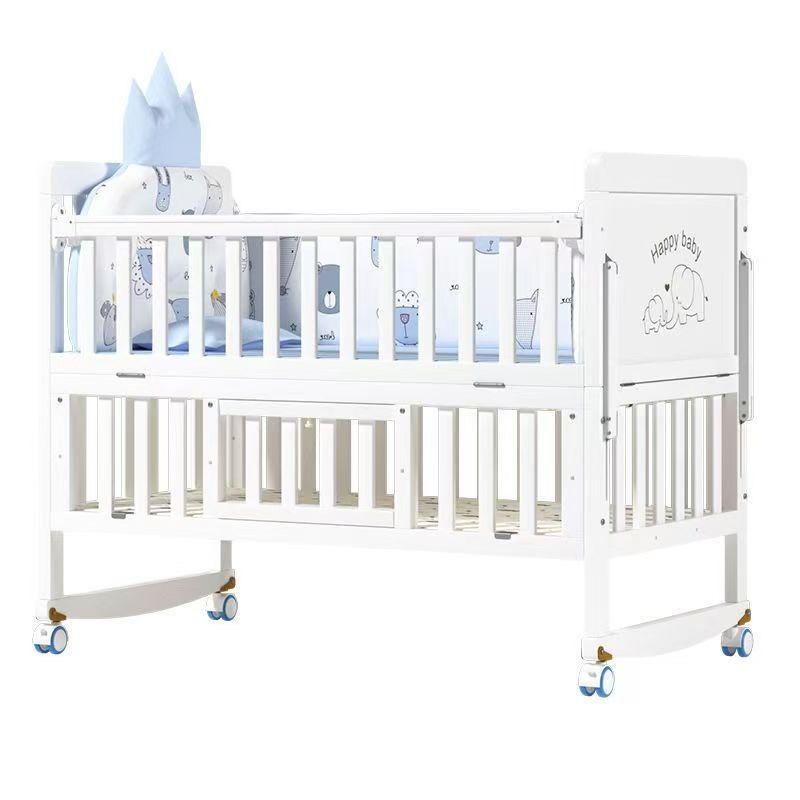 Cama europea de madera maciza blanca extraíble cuna multifuncional para niños empalmados cama grande para recién nacidos bb