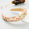 Woven sponge headband handmade with beads, hair accessory for face washing, European style, Korean style, simple and elegant design