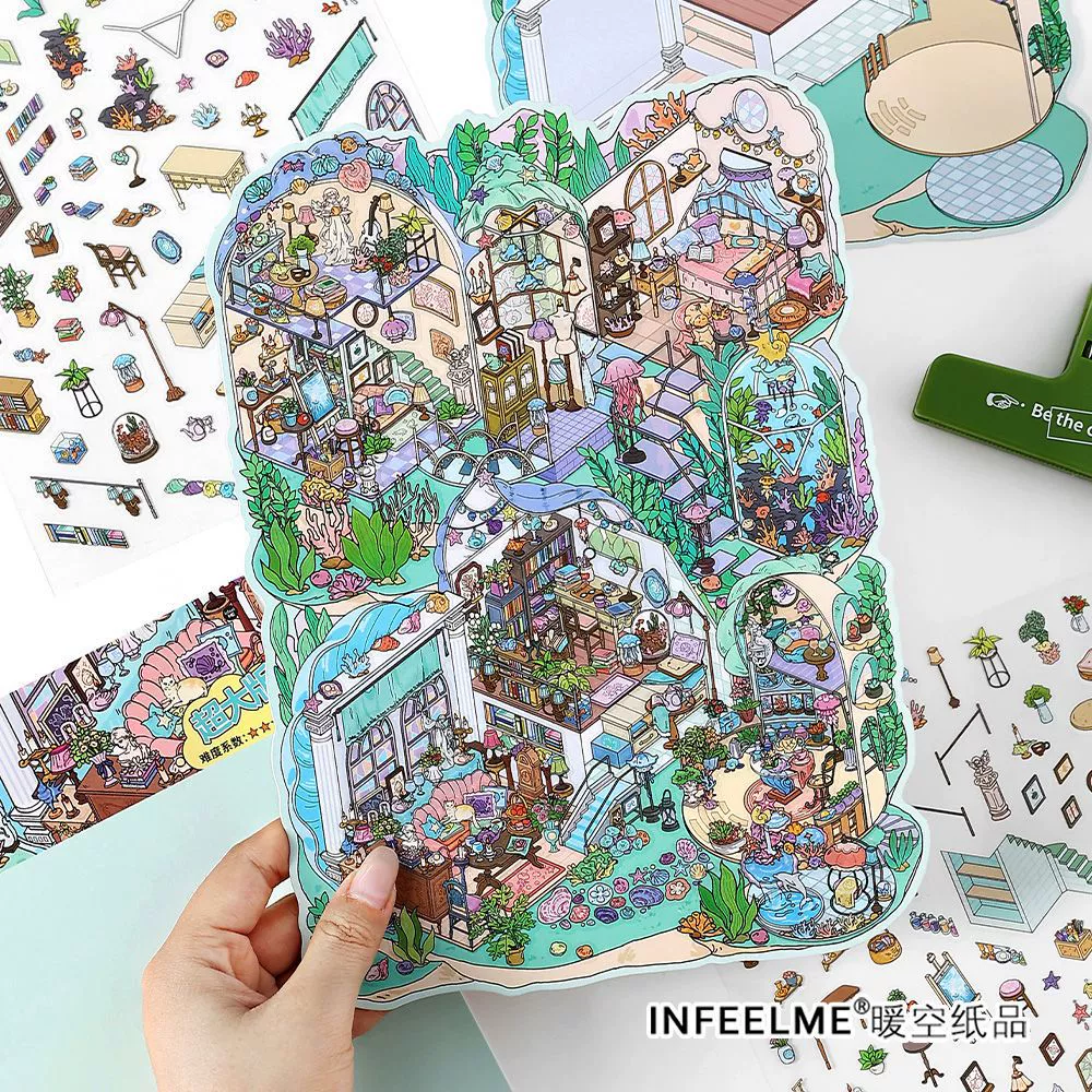 Infeel.Me My House Fifth Bullet Series 2.5D Large Size Landscape Sticker Hand Notes Diy Scene Decoration