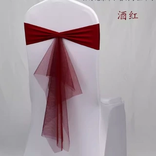 椅带网纱宴会婚庆免系椅背花装饰婚礼酒店椅套缎带会议凳子蝴蝶结