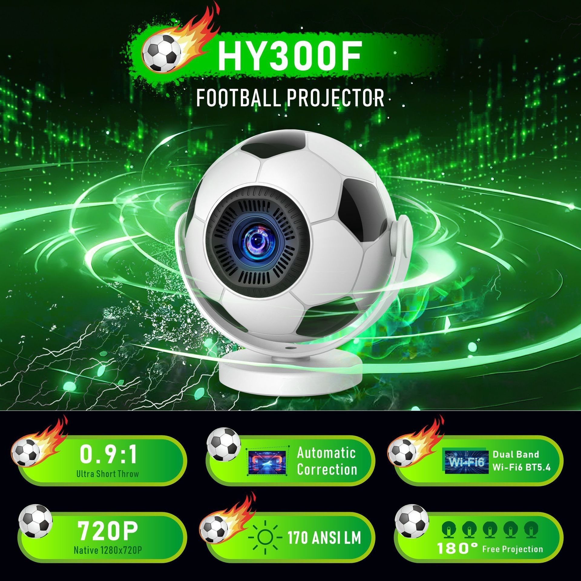 Proyector transfronterizo HY300PRO A008 Smart Mini portátil para el hogar Proyector al aire libre 4K Ultra HD