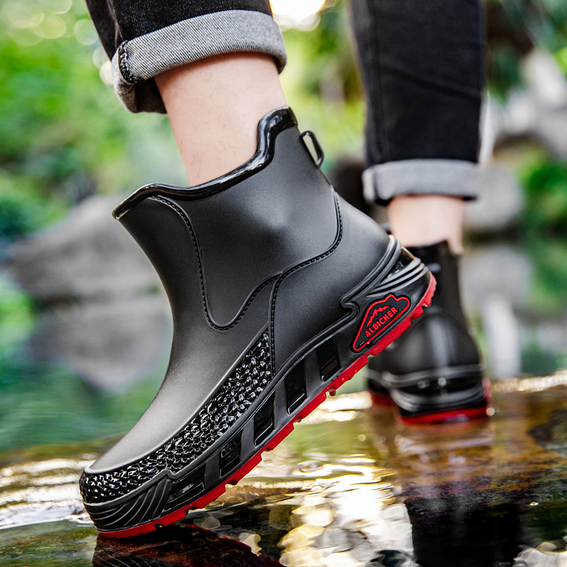 Bottes pour hommes grandes tailles, antidérapantes, imperméables, mi-mollet, en caoutchouc résistant à l'usure pour le travail en cuisine_voghion.com