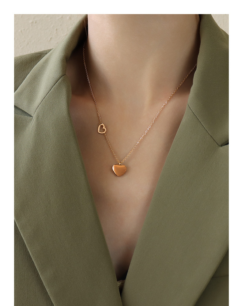 Fashion heart-shape titanium steel necklace wholesale