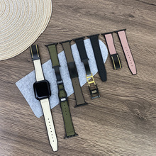 适用apple watch苹果手表金属扣真皮硅胶表带