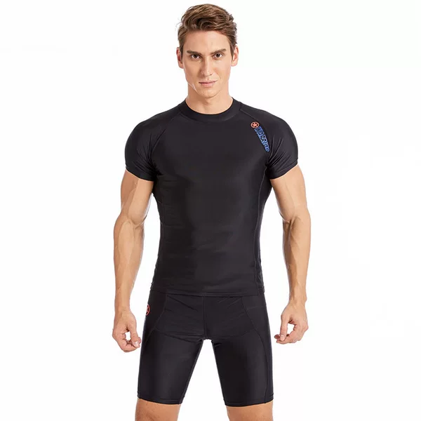 Cross-border New Large Size Swimwear Men's Short-sleeved Shorts Tight-fit Casual Surfsuit Quick-drying Adult Split Swimsuit